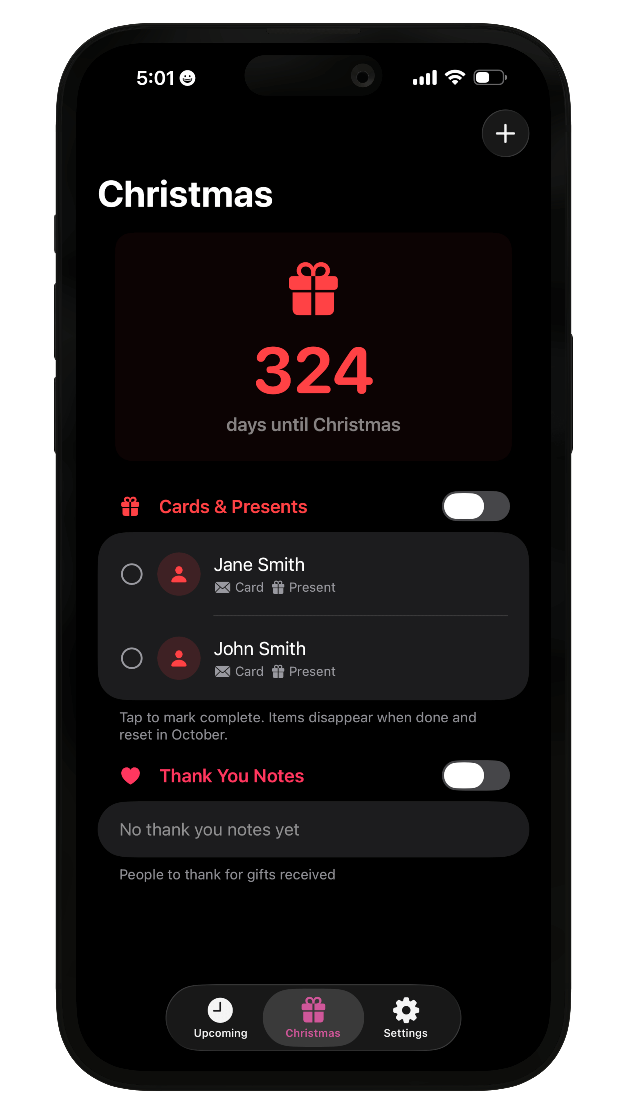 Candley app screenshot showing the Christmas section